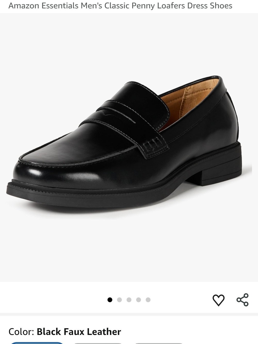 Amazon Essentials Black Faux Leather Penny Loafers ( NEW WITHOUT BOX)